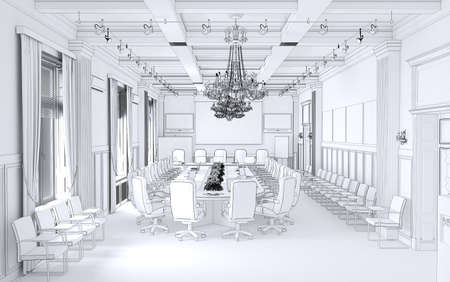 conference room, meeting room, interior visualization, 3D illustrationの写真素材