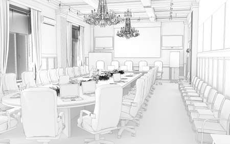 conference room, meeting room, interior visualization, 3D illustrationの写真素材