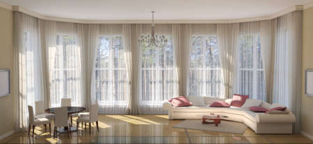 modern apartment interior, 3D illustrationの写真素材
