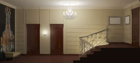 residential interior visualization, 3D illustrationの写真素材