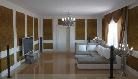 residential interior visualization, 3D illustrationの写真素材