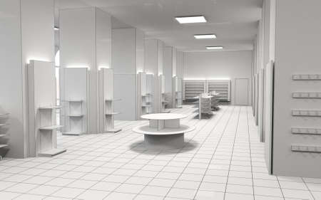 commercial premises, shop, interior visualization, 3D illustrationの写真素材