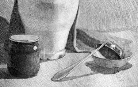 still life, pencil drawing illustration, sketchの写真素材
