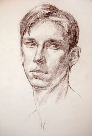 pencil drawing illustration, portrait, sketchの写真素材