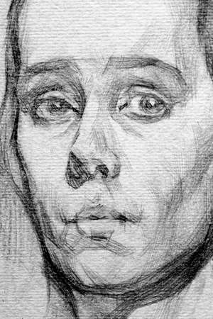 pencil drawing illustration, portrait, sketchの写真素材