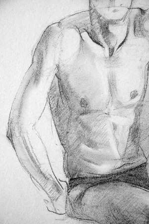human's figure, pencil drawing illustration, sketchの写真素材