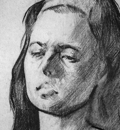 pencil drawing illustration, portrait, sketchの写真素材