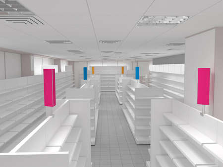 commercial premises, shop, interior visualization, 3D illustration, cg renderの写真素材