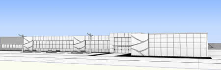 3d render exterior mall, exterior visualization, 3D illustrationの写真素材