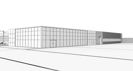 3d render exterior mall, exterior visualization, 3D illustrationの写真素材