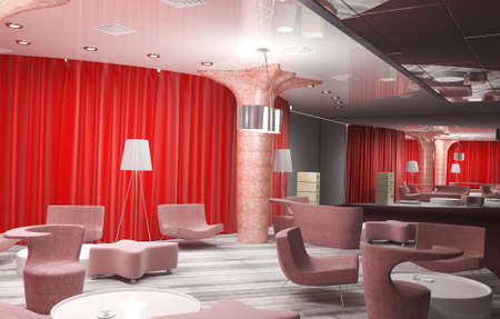 restaurant, interior visualization, 3D illustrationの写真素材