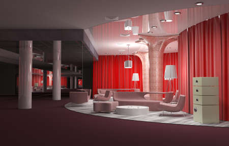 restaurant, interior visualization, 3D illustrationの写真素材