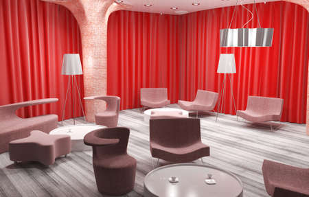 restaurant, interior visualization, 3D illustrationの写真素材