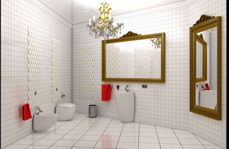 restroom, interior visualization, 3D illustration, cg renderの写真素材