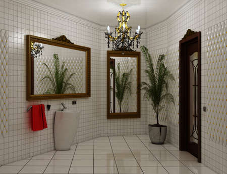 restroom, interior visualization, 3D illustration, cg renderの写真素材