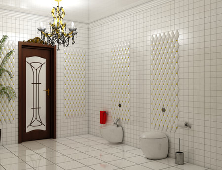 restroom, interior visualization, 3D illustration, cg renderの写真素材
