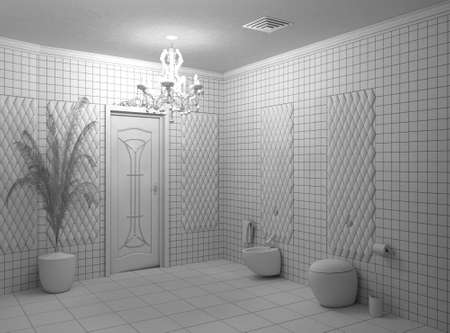 restroom, interior visualization, 3D illustration, cg renderの写真素材