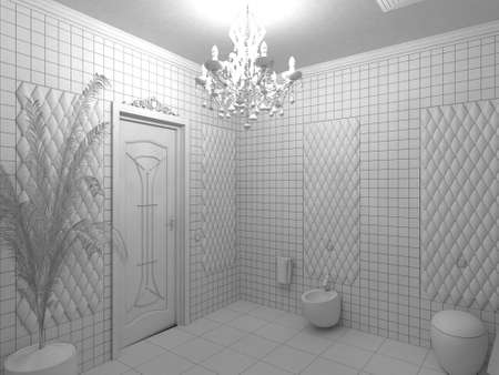 restroom, interior visualization, 3D illustration, cg renderの写真素材