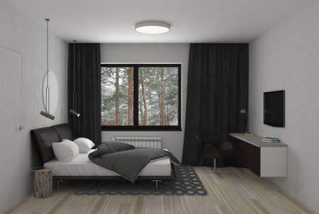visualization of modern residential interior design, 3D illustration, cg renderの写真素材