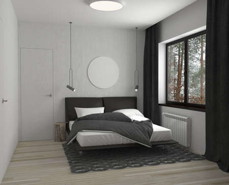 visualization of modern residential interior design, 3D illustration, cg renderの写真素材