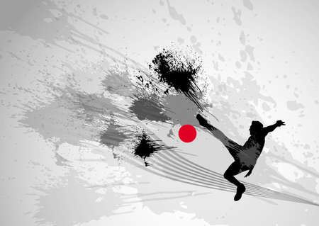 stylish power football kick with dynamic splash background.の写真素材