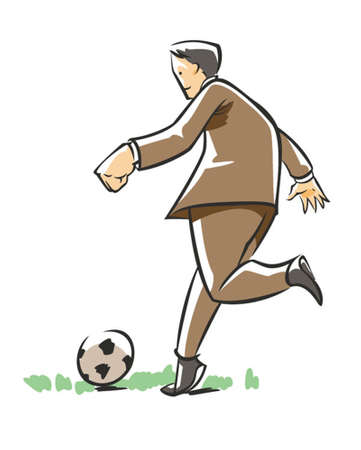 Business man playing football.のイラスト素材