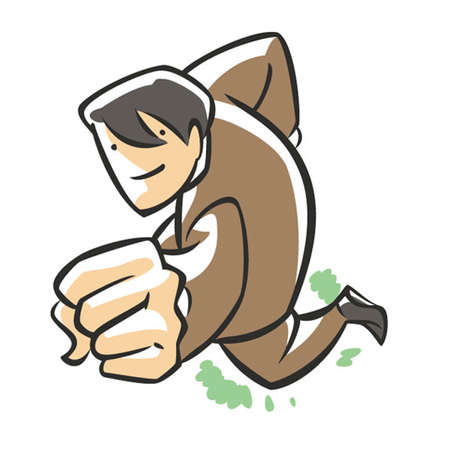 Confident business man looking up fist up .のイラスト素材