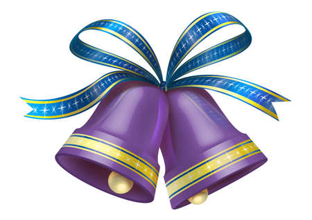 Christmas Bells in purple colour の写真素材