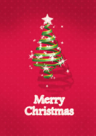 Christmas tree on red background の写真素材