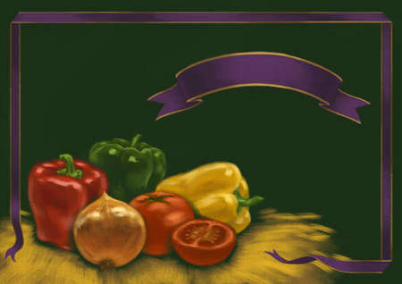 Food and beverages chalk drawing on blackboard の写真素材