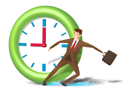 Rushing executive skid and reach on time の写真素材