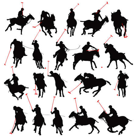 20 details polo player in isolated silhouette  のイラスト素材
