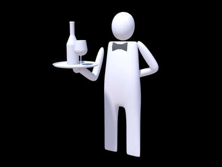 Stickman butler serving wineの写真素材