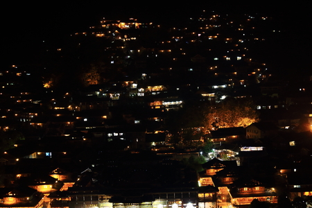 Lights in the village at Xijiangのeditorial素材