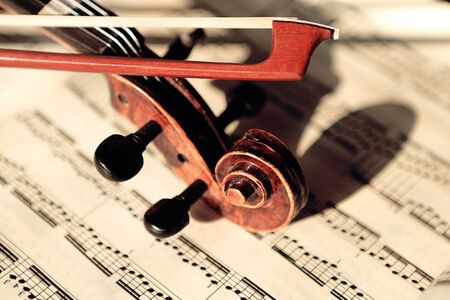 Violin on sheet musicのeditorial素材