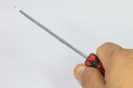Handles screwdriver on a white background.の写真素材