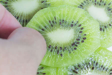 Kiwi on a white background.の写真素材