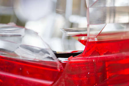 Cracks from being bumped the rear lights.の写真素材