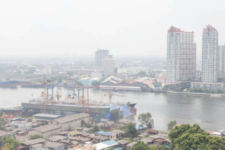 Vessels in the river in Bangkok.の写真素材