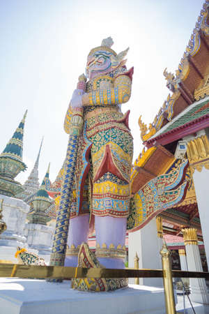 Giant statue in Wat Phra Kaew is the attractions of Thailand.の写真素材