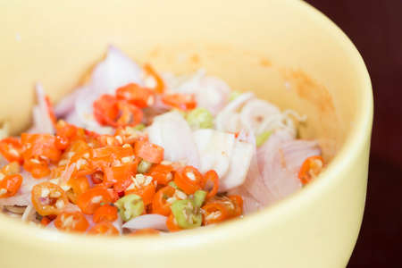 Thailand put in the food spicy salad dish.の写真素材