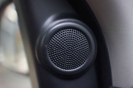 Black car speaker mounted inside the car.の写真素材