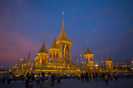 Bangkok, Thailand - NOV 4 : People are walking  in the funeral pyre of the king on the Sanam Luang on november 4, 2017.のeditorial素材