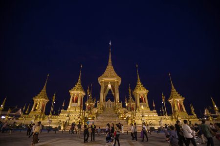 Bangkok, Thailand - NOV 4 : People are walking  in the funeral pyre of the king on the Sanam Luang on november 4, 2017.のeditorial素材