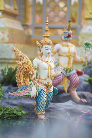 Bangkok, Thailand-NOV 10 : Sculpture Thep Kinna Norn in the forest Himmapan at Sanam Luang on november 10, 2017.のeditorial素材