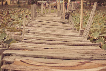 Kae Dam Bridge vintage on the swamp.の写真素材