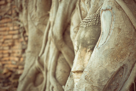 Buddha statue vintage in Wat Mahathat.のeditorial素材