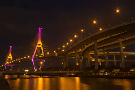 Bhumibol Bridge in Samut Prakarn Province.