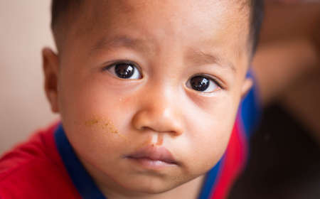 Photo close up child alone.の写真素材