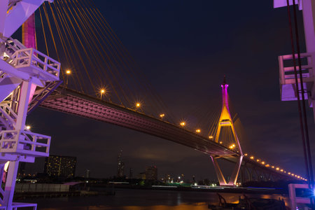 Bhumibol Bridge in Samut Prakarn Province.